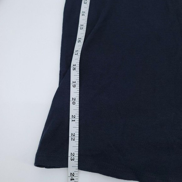 ^ Gibson Women's Large Ruffled Edge Raglan Navy Pullover - Picture 8 of 10